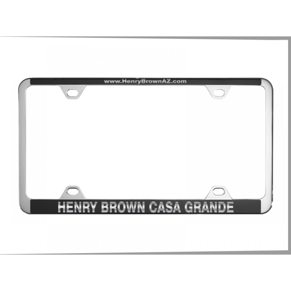 Chrome Plated License Frame w/ Small Top Engraving with Logo