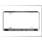 Chrome Plated License Frame w/ Small Top Engraving with Logo