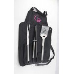 Promotional 4 Piece BBQ Set with Stainless Steel Tools and Apron