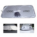 59" x 27 1/2" Folding Car Window Sun Shade With Pouch with Logo