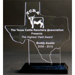 Laser-etched Great State of Texas Award w/ Black Base - Acrylic (7 3/8"x6")