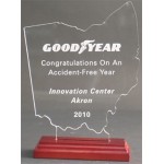 Great State of Ohio Award w/ Rosewood Base - Acrylic (8 7/16"x6 1/8") Custom Etched
