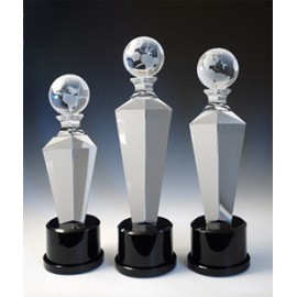 Logo Imprinted World Homage Award - Optic Crystal (12"x3 9/16"x3 9/16")