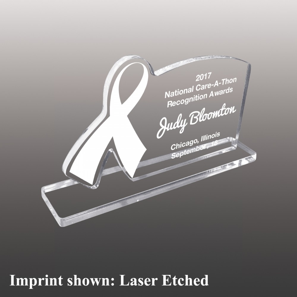 Custom Medium Awareness Ribbon Etched Acrylic Award