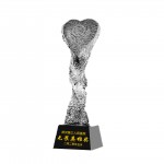 Personalized Heart Shape Twisted Column Crystal Trophy With Resin Base