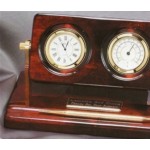 Laser-etched Rosewood Clock and Weather Gauge w/ Pen Set