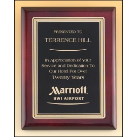 Airflyte Rosewood Piano-Finish Plaque w/Black Brass Plate & Solid Border (8"x 10") with Logo