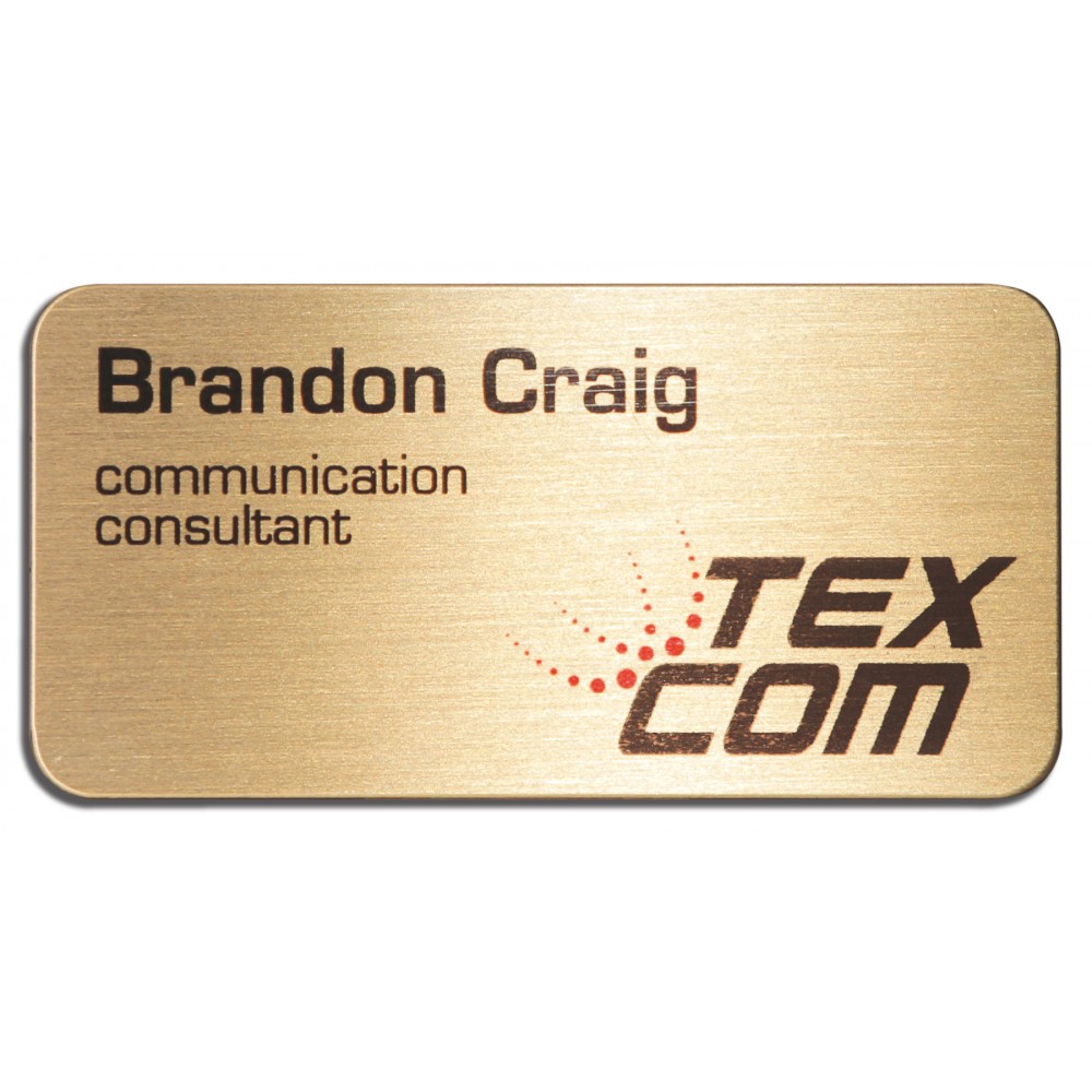 Custom Imprinted Sublimated Solid Brass Name Badge (1 1/2" x 3")