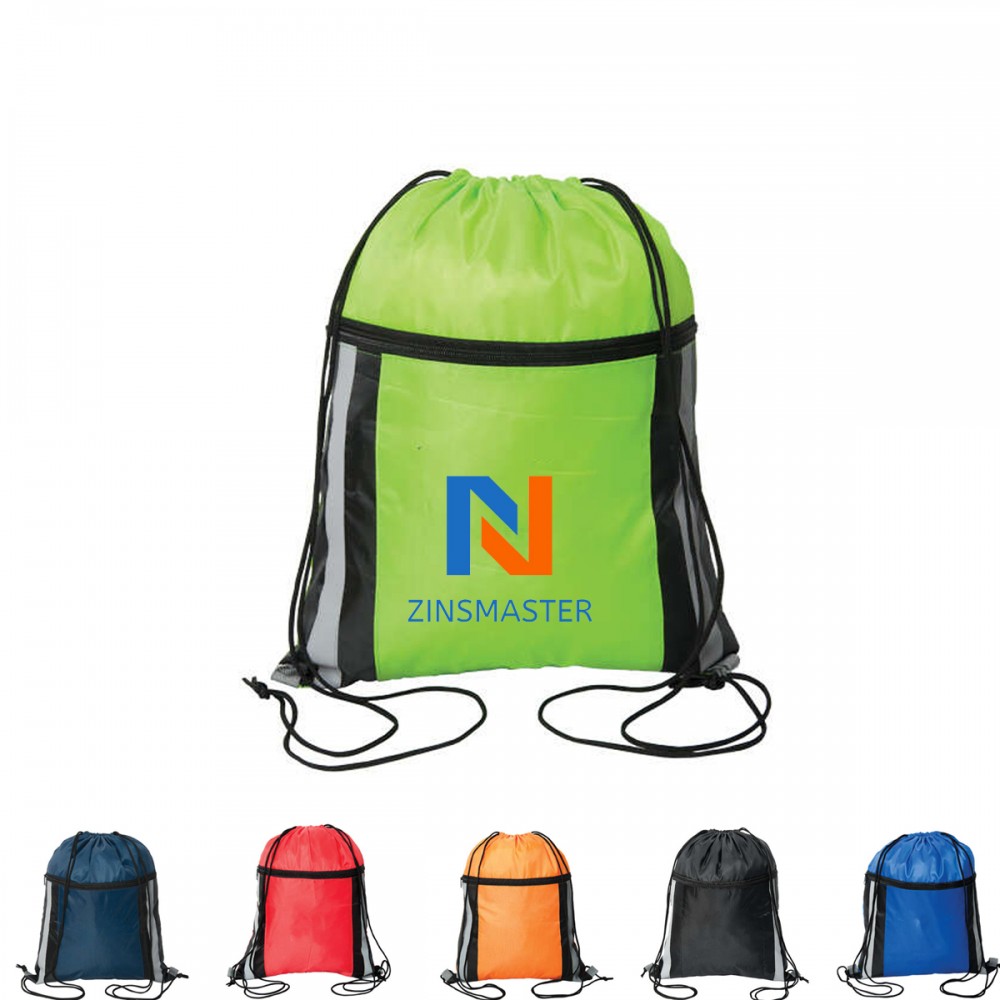 Customized Custom Deluxe Reflective Pocket Drawstring Sport Pack