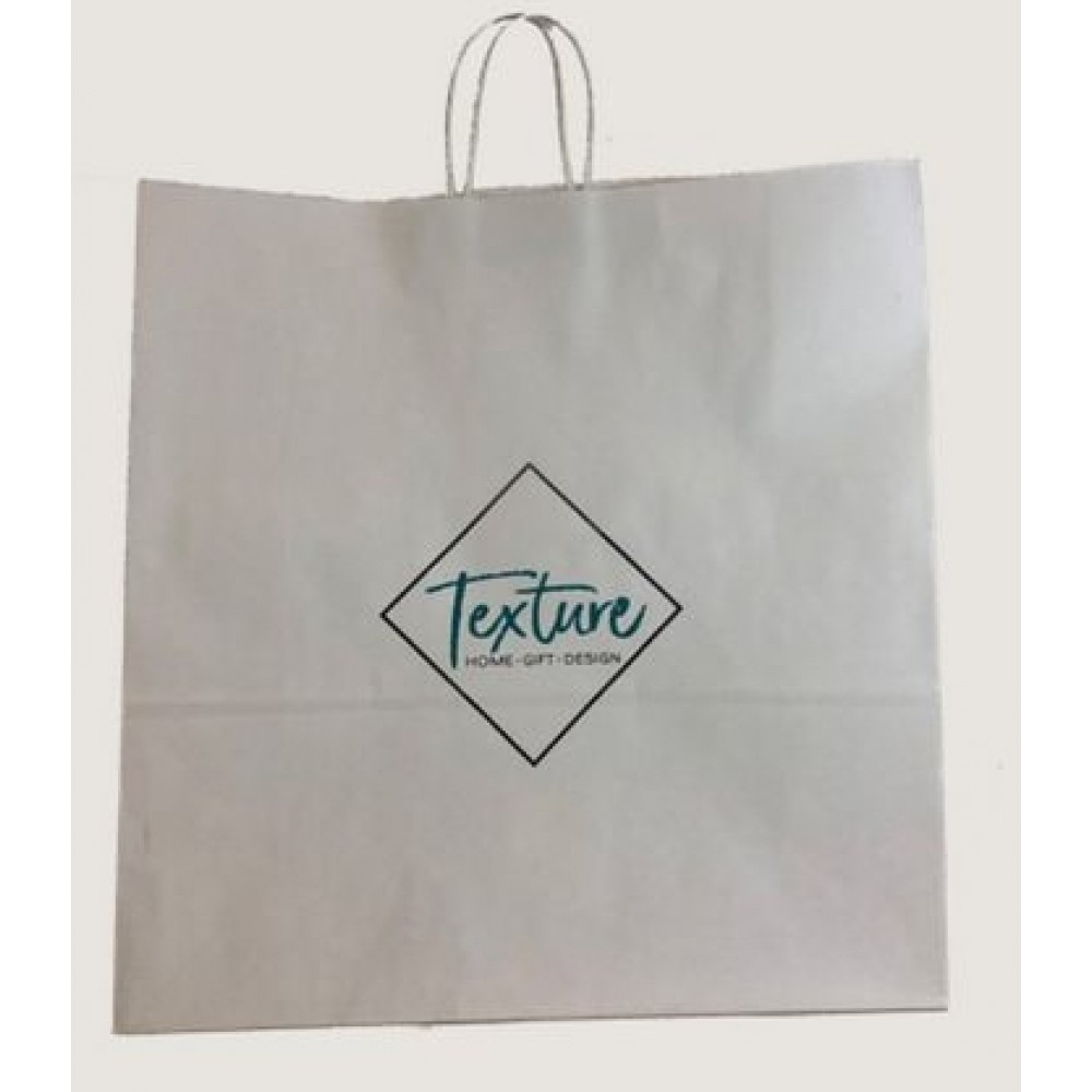 White Kraft Paper Shopping Bag (18"x7"x18.75") Custom Printed