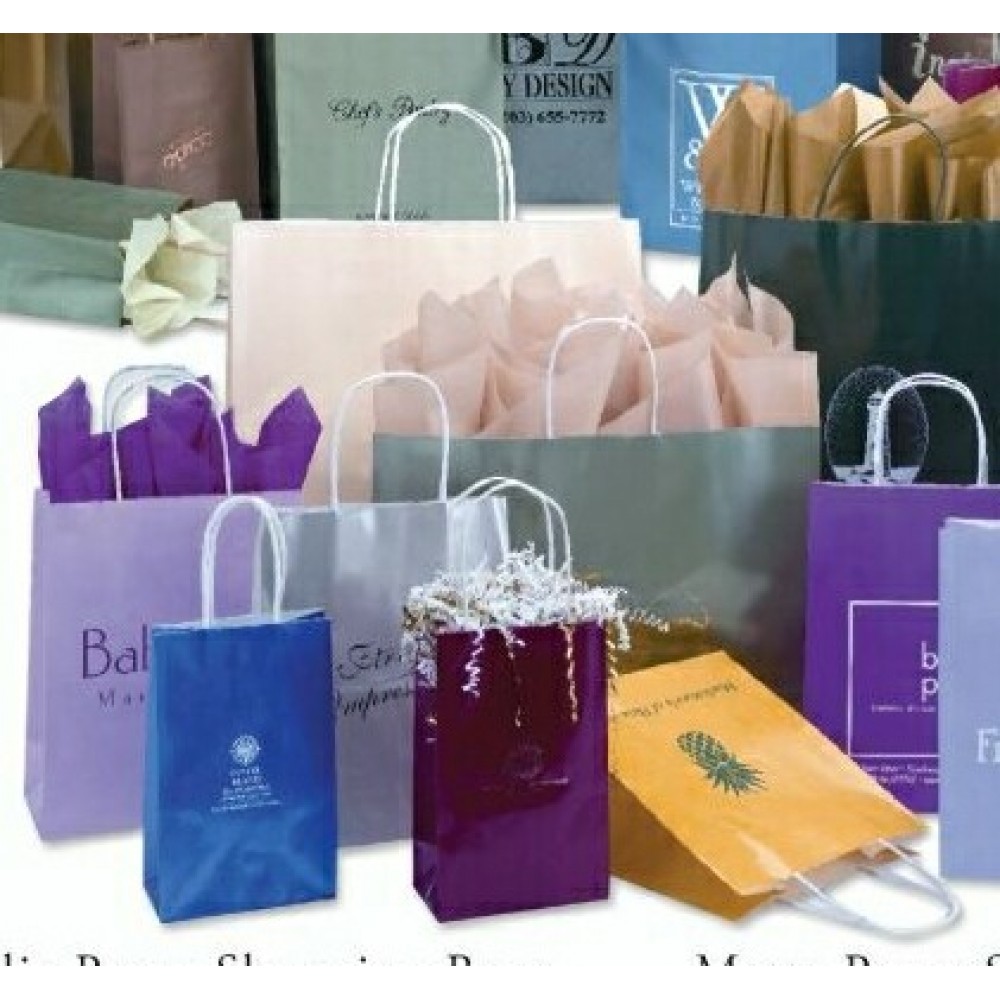 Logo Imprinted 16"x6"x12" Hot Stamped High Gloss Paper Shopping Bag