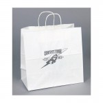 Custom Imprinted White Kraft Paper Shopping Bag (10"x5"x10")
