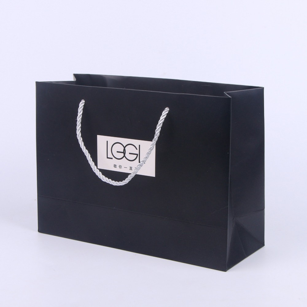 Black White Shopping Paper bags Custom Printed