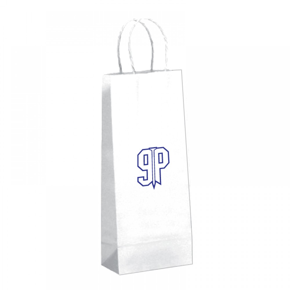Logo Imprinted White Kraft Paper Shopping Bag (5 1/2"x3 1/4"x13")