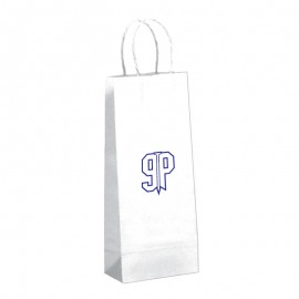 Logo Imprinted White Kraft Paper Shopping Bag (5 1/2"x3 1/4"x13")