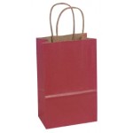 Custom Printed 100% Recycled Tinted Tan Kraft Paper Shopping Bag (5 1/2"x3 1/4"x8 3/8") (Bright Red)