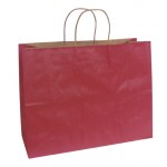Custom Imprinted 100% Recycled Tinted Tan Kraft Paper Shopping Bag (16"x6"x12") (Bright Red)