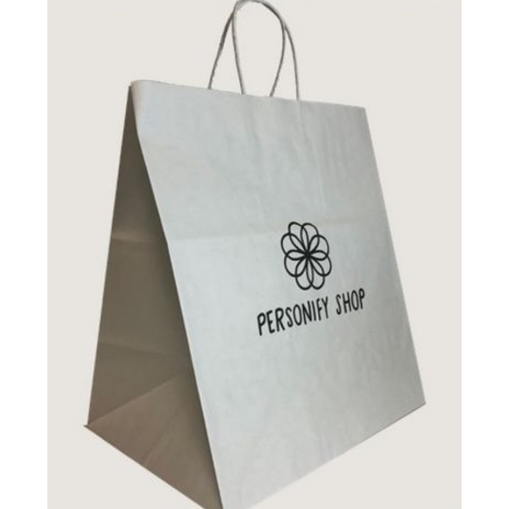 White Kraft Paper Shopping Bag (14"x10"x15") Logo Imprinted