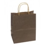 Custom Printed 100% Recycled Tinted Tan Kraft Paper Shopping Bag (5 1/2"x3 1/4"x8 3/8") (Chocolate Brown)