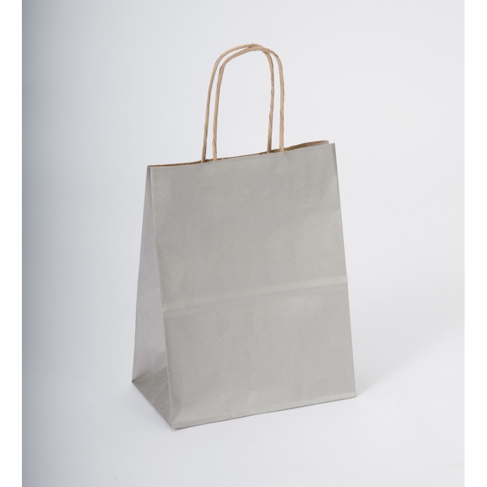 Metallic/ Safari Collection HiHo Silver Bag (5.5"x3.25"x8.375") Logo Imprinted