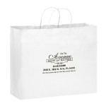 Custom Imprinted White Kraft Paper Shopper Tote Bag (16"x6"x12")