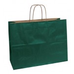 Logo Imprinted 100% Recycled Tinted Tan Kraft Paper Shopping Bag (16"x6"x12") (Hunter Green)