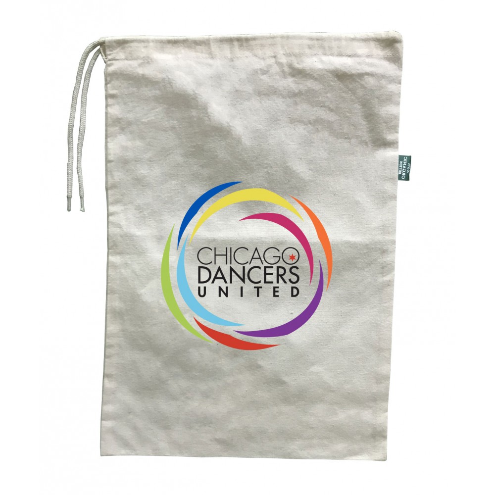 Promotional ORGANIC Drawstring Shoe Bag - Full Color Transfer (11" x 16")