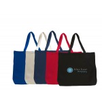 Logo Imprinted Dyed Cotton Shopping / Beach Tote with Cotton Webbed Handles and Square Gusset