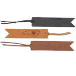 Brown Genuine Leather Bookmark w/Lace Topper with Logo