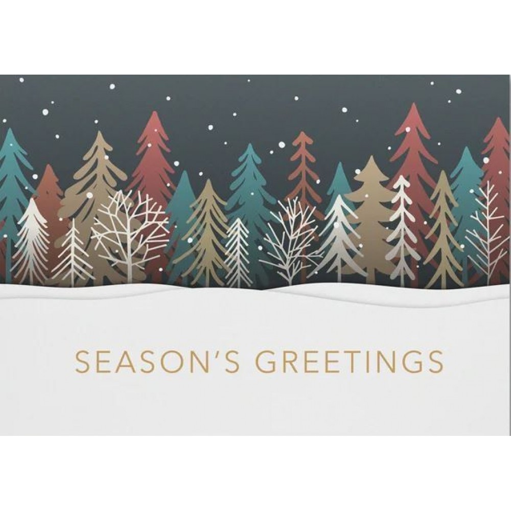 Custom Colored Treeline Economy Holiday Card