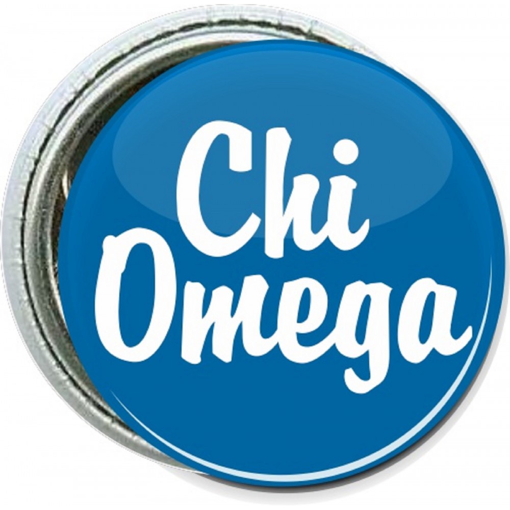 Personalized College - Chi Omega, Blue - 1 Inch Round Button