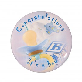 2" Stock Celluloid "Congratulations It's A Boy" Button with Logo