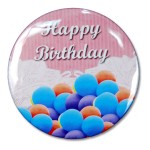 2" Stock Celluloid "Happy Birthday" Button (Pink) with Logo
