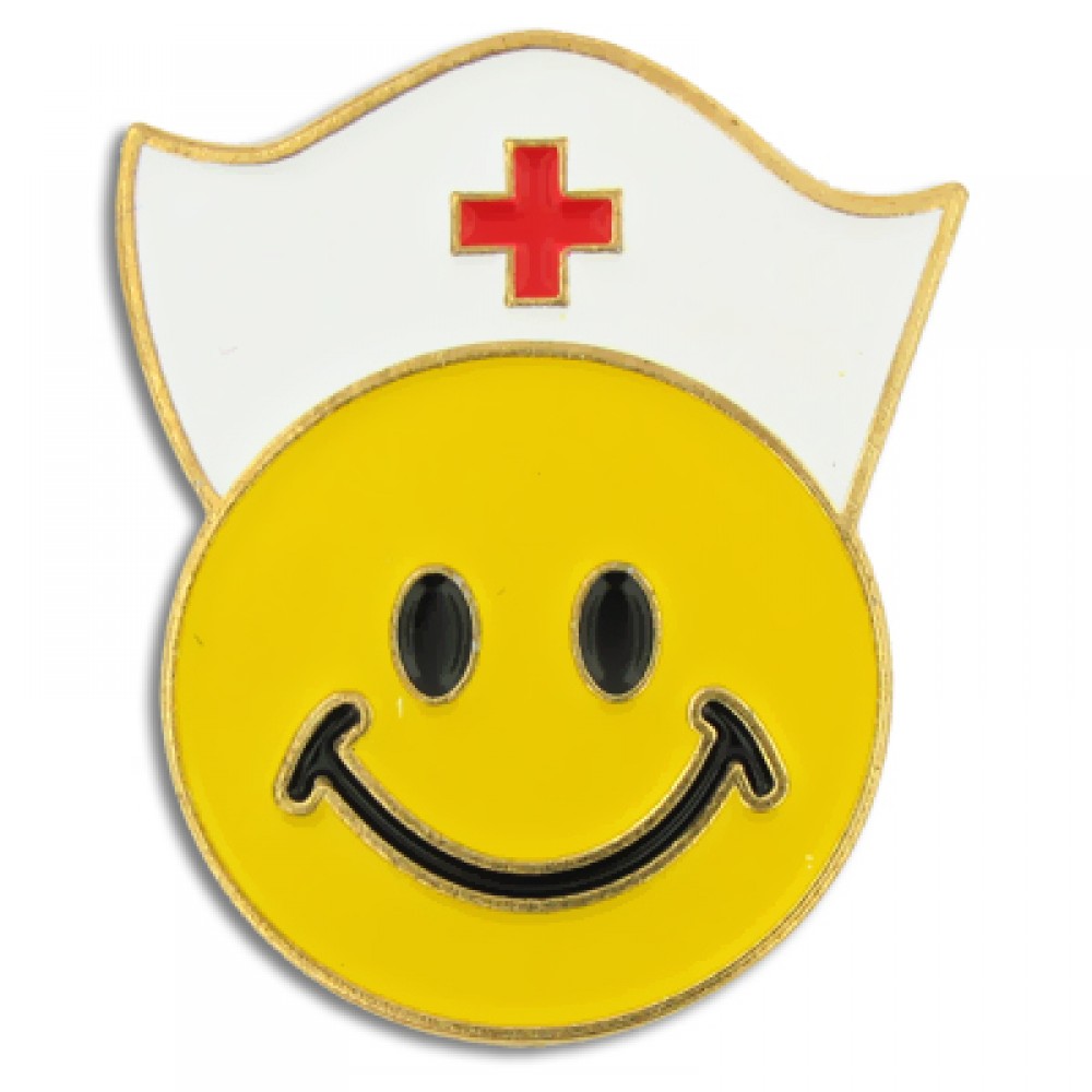 Custom Imprinted Smiley Face Nurse Pin - Bravamarketing.com | Medical Pins