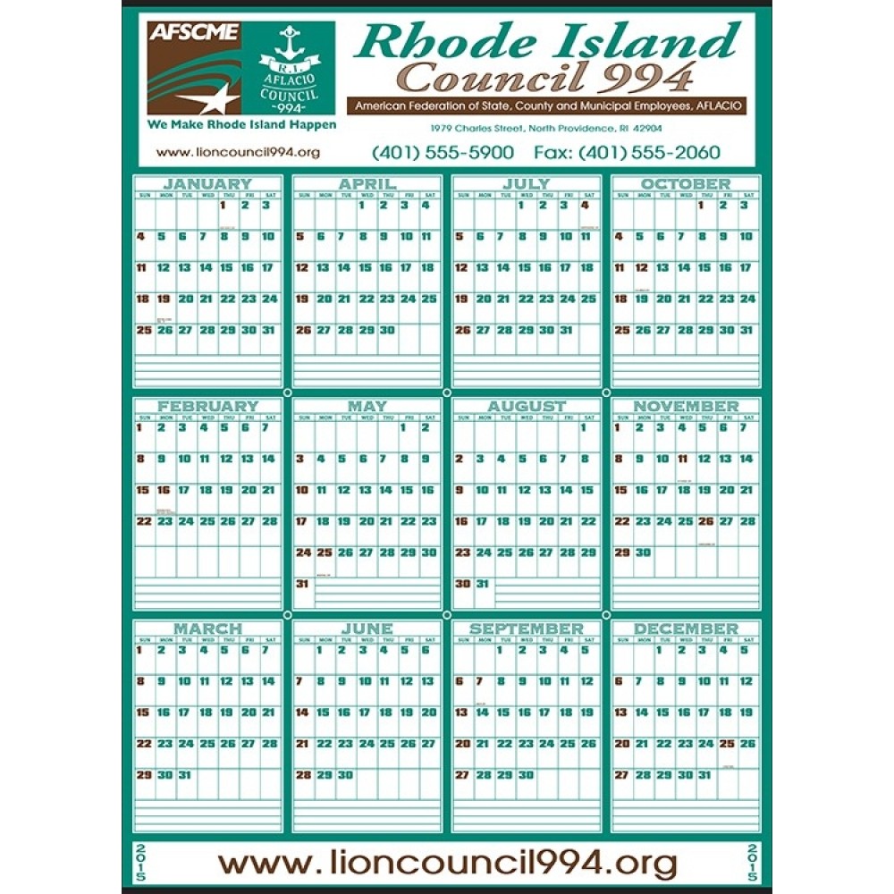 Yearly Calendar w/Top & Bottom Ad Custom Imprinted