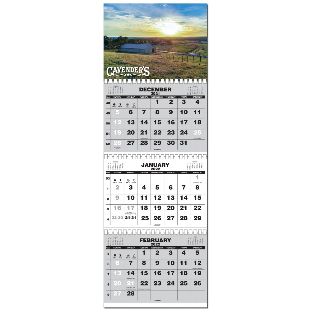 Personalized Economy 3 Month Wall Calendar-11x32.5