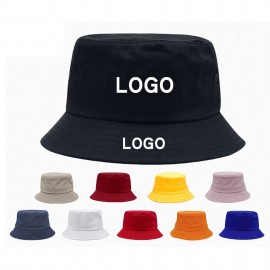 Branded Unisex Cotton Solid Sun-Hat Bucket