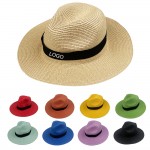 Customized Summer Unisex Wide Brim Panama Natural Straw Hat