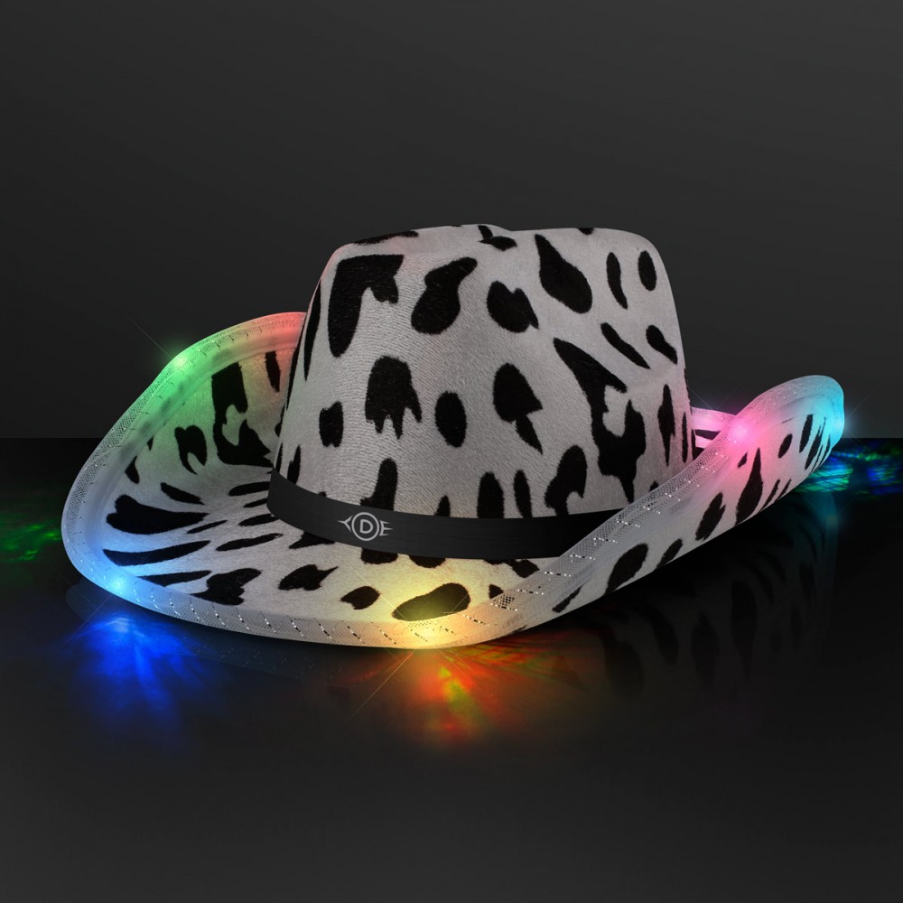 Customized LED Cow Print Hat with Black Band - Domestic Print