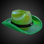 Customized Green Iridescent Light Up Cowboy Hat(Black Imprinted Band)