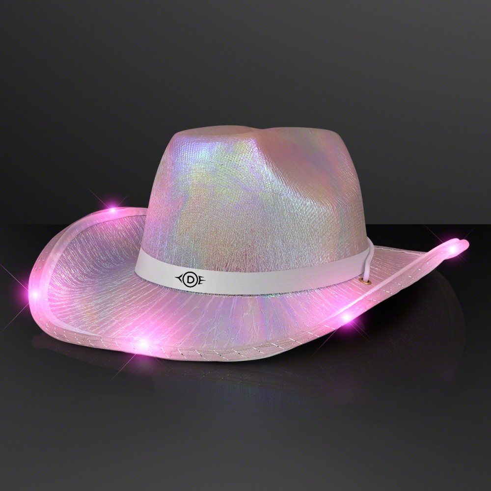Custom Light Up Iridescent Space Cowgirl Hat w/ White Band - Domestic Print