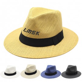 Personalized Summer Wide Brim Straw Hat With Ribbon