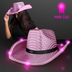 Branded Pink Sequin Cowboy Hats w/Pink LED Brim