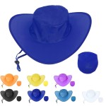 Logo Printed Foldable Polyester Cowboy Hat With Pouch