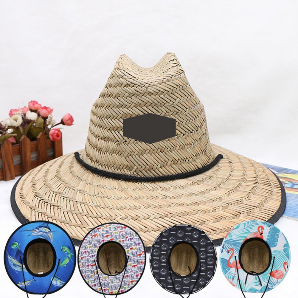 Branded Full Color Imprint Adjustable Rope Straw Hat