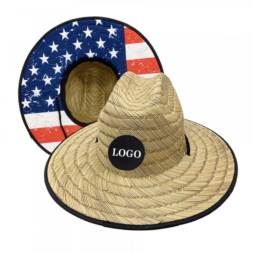 Personalized Custom Patch Straw Hat With Digital Underbrim