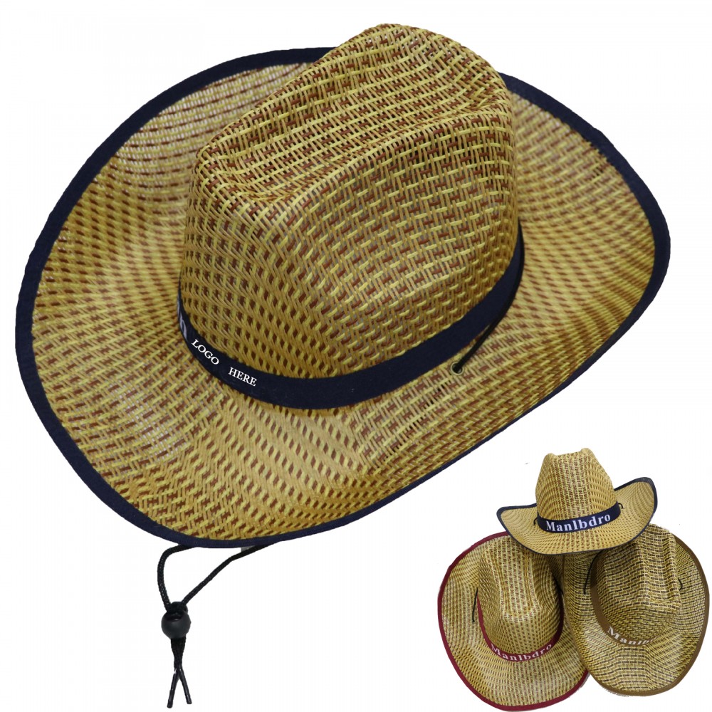 Logo Printed Cowboy Sun Straw Hat