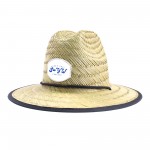 Customized Wide-Brimmed, Sun-Protective Compiled Straw Hat w/ With Customized Patch