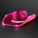 Personalized Magenta Pink Light Up Shiny Cowgirl Hat with White Band - Domestic Print