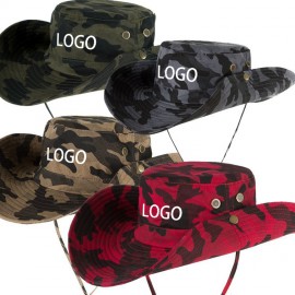 Logo Printed Outdoor Cowboy Sun Hat Camouflage Unisex